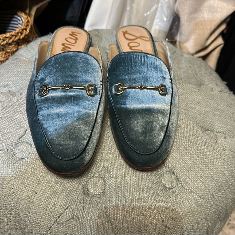 Sam Edelman Velvet Loafers in Blue
